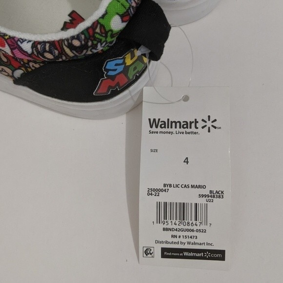 Canvas Sneakers Super Mario Shoes 4 Big Kids Lace Up Low Top Nintendo NWT New - Picture 5 of 10